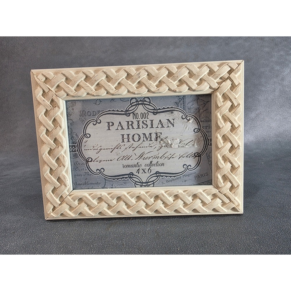 Parisian Home Enchante 4x6 Picture Frame Ivory Cream Woven Lattice 3L74-46